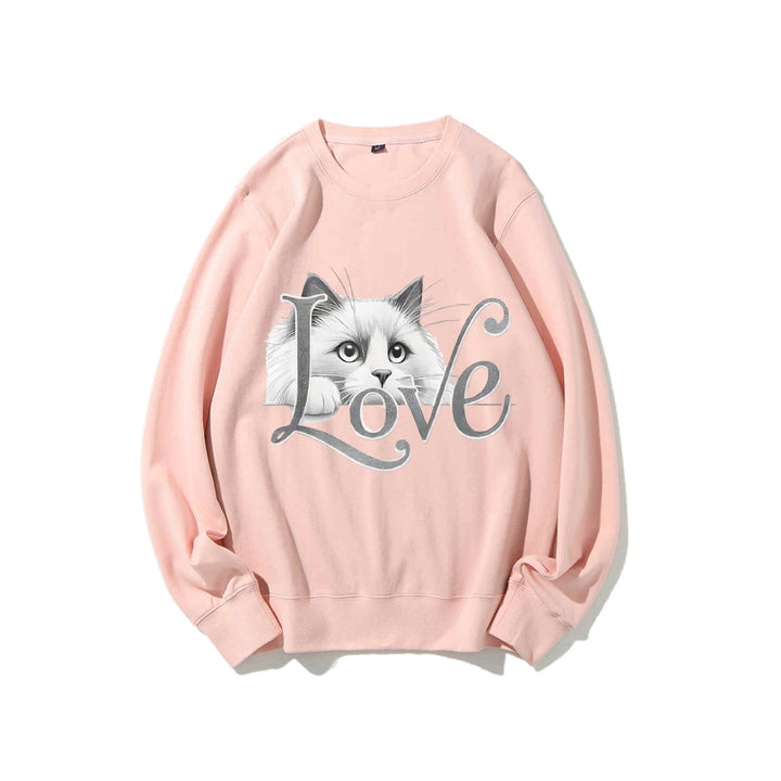Kvinnors sweatshirt med lekfull kattdesign och avslappnad passform Mirla-Eva Jonsson