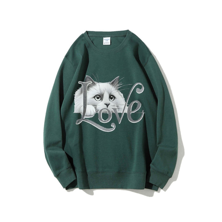 Kvinnors sweatshirt med lekfull kattdesign och avslappnad passform Mirla-Eva Jonsson