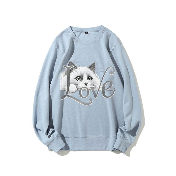 Kvinnors sweatshirt med lekfull kattdesign och avslappnad passform Mirla-Eva Jonsson