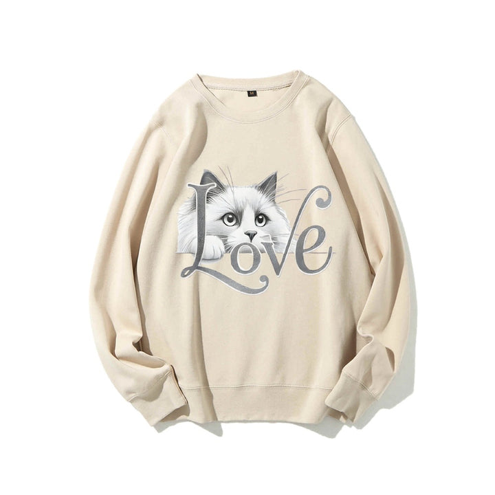 Kvinnors sweatshirt med lekfull kattdesign och avslappnad passform Mirla-Eva Jonsson
