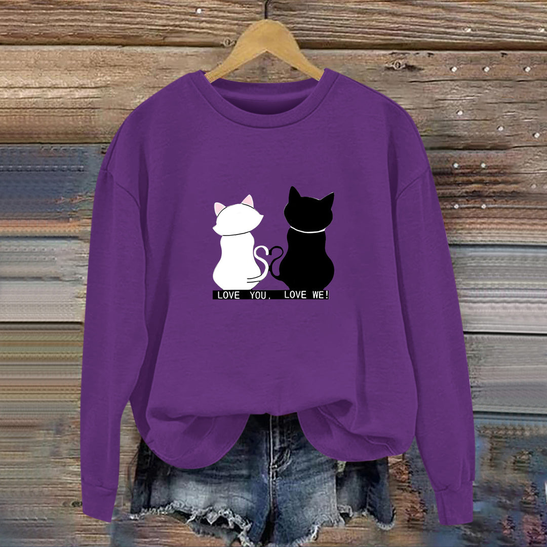 Kvinnors sweatshirt med lekfull kattdesign och humoristisktryck Mirla-Eva Jonsson