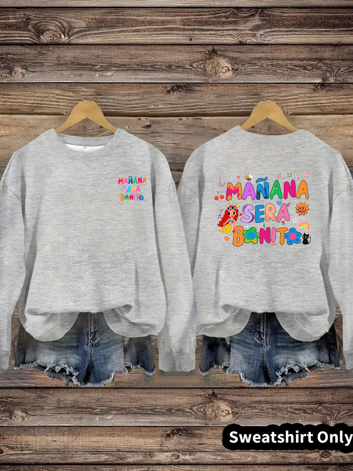 Kvinnors sweatshirt med lekfullt färgglatt tryck och avslappnad passform Mirla-Eva Jonsson