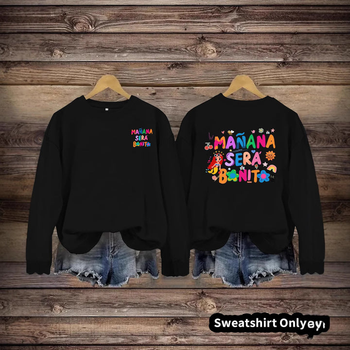 Kvinnors sweatshirt med lekfullt färgglatt tryck och avslappnad passform Mirla-Eva Jonsson