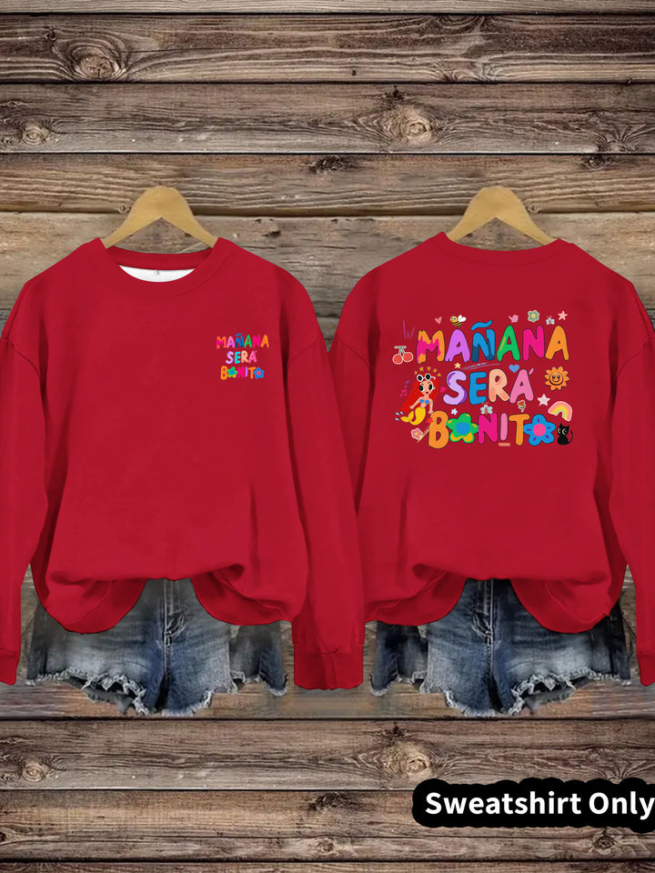 Kvinnors sweatshirt med lekfullt färgglatt tryck och avslappnad passform Mirla-Eva Jonsson