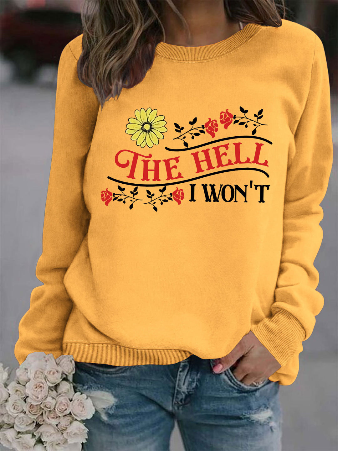 Kvinnors sweatshirt med lekfullt motiv och bekväm passform Mirla-Eva Jonsson