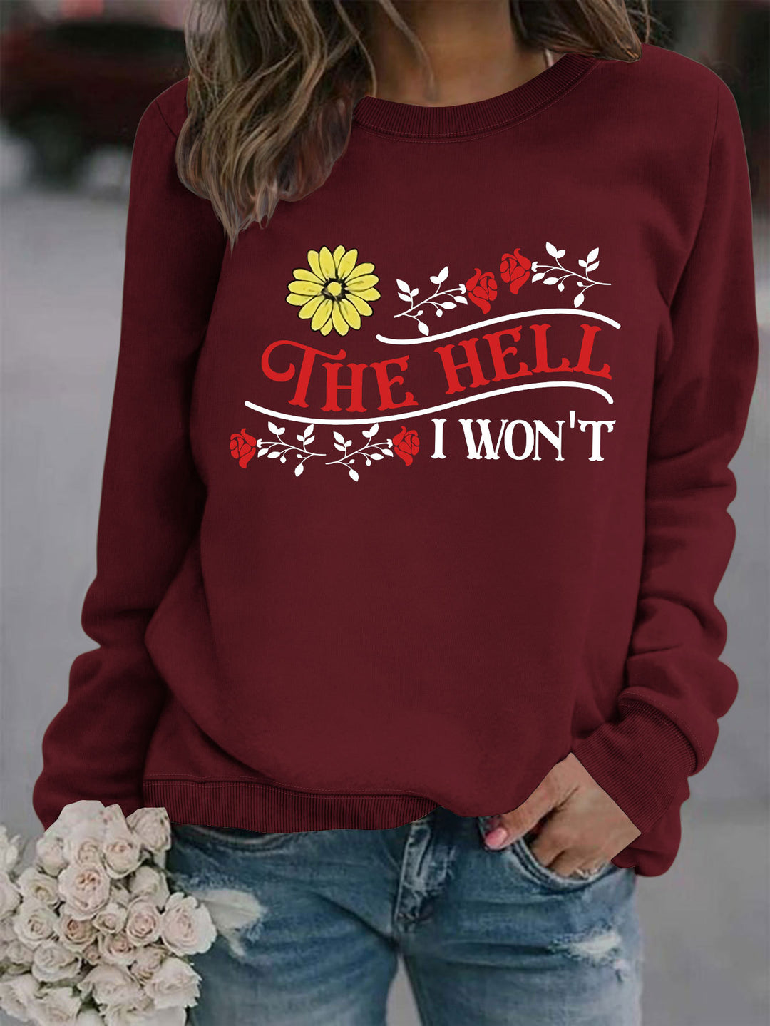 Kvinnors sweatshirt med lekfullt motiv och bekväm passform Mirla-Eva Jonsson