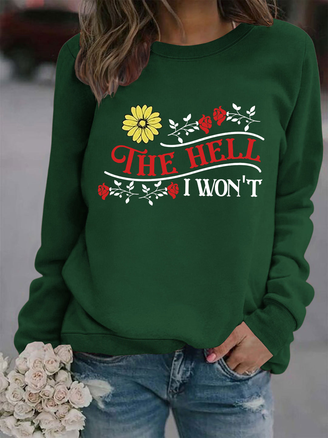 Kvinnors sweatshirt med lekfullt motiv och bekväm passform Mirla-Eva Jonsson