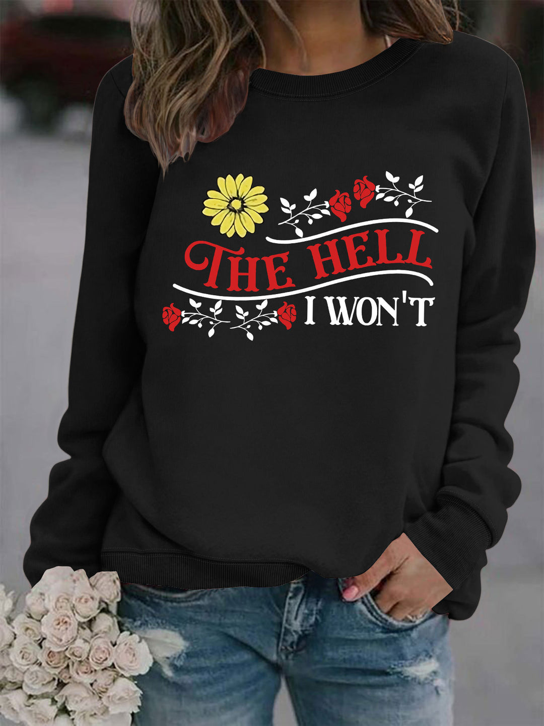 Kvinnors sweatshirt med lekfullt motiv och bekväm passform Mirla-Eva Jonsson