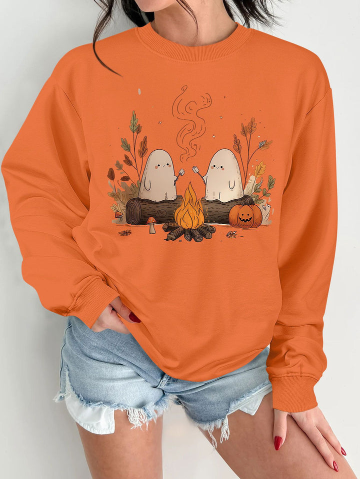 Kvinnors sweatshirt med lekfullt spöklikt motiv och bekväm passform Mirla-Eva Jonsson