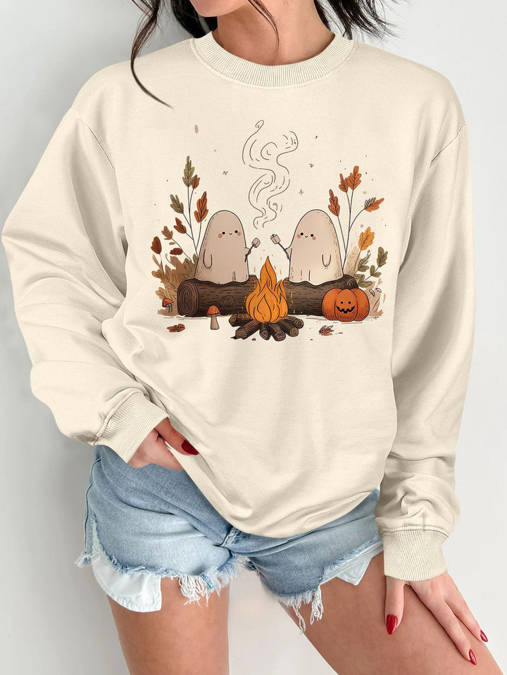 Kvinnors sweatshirt med lekfullt spöklikt motiv och bekväm passform Mirla-Eva Jonsson