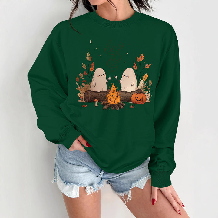 Kvinnors sweatshirt med lekfullt spöklikt motiv och bekväm passform Mirla-Eva Jonsson