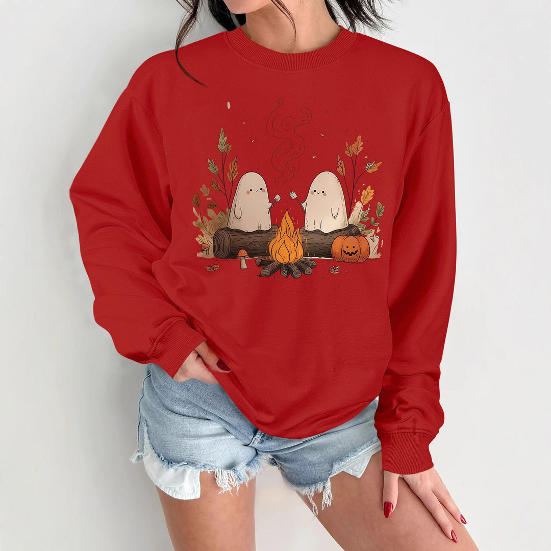 Kvinnors sweatshirt med lekfullt spöklikt motiv och bekväm passform Mirla-Eva Jonsson