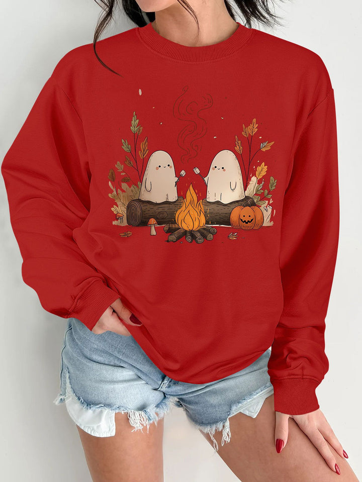 Kvinnors sweatshirt med lekfullt spöklikt motiv och bekväm passform Mirla-Eva Jonsson