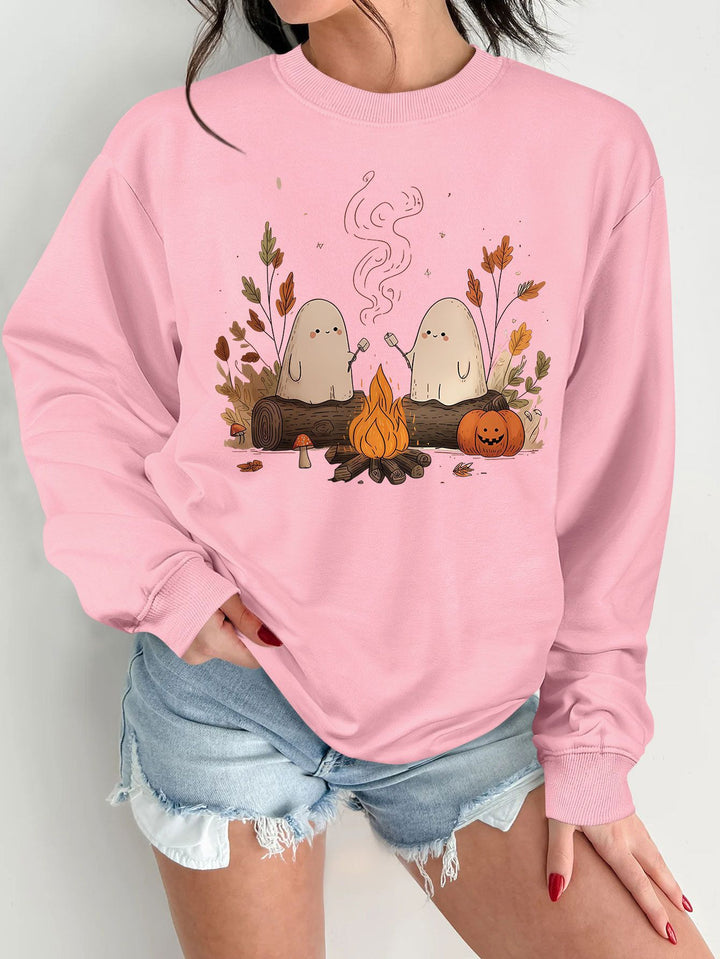 Kvinnors sweatshirt med lekfullt spöklikt motiv och bekväm passform Mirla-Eva Jonsson