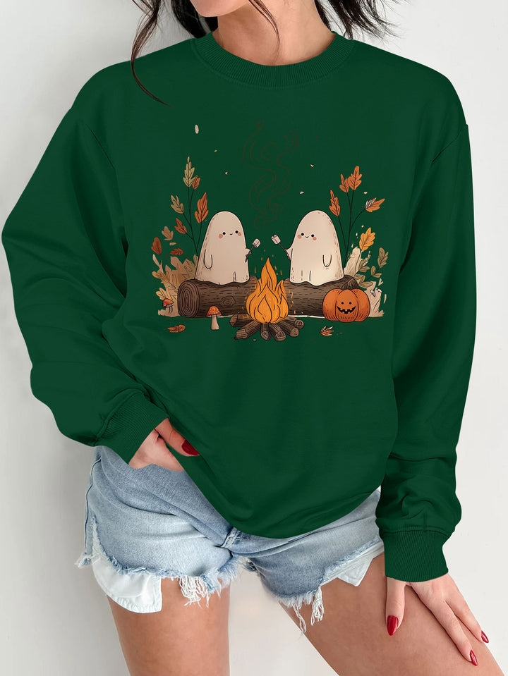 Kvinnors sweatshirt med lekfullt spöklikt motiv och bekväm passform Mirla-Eva Jonsson
