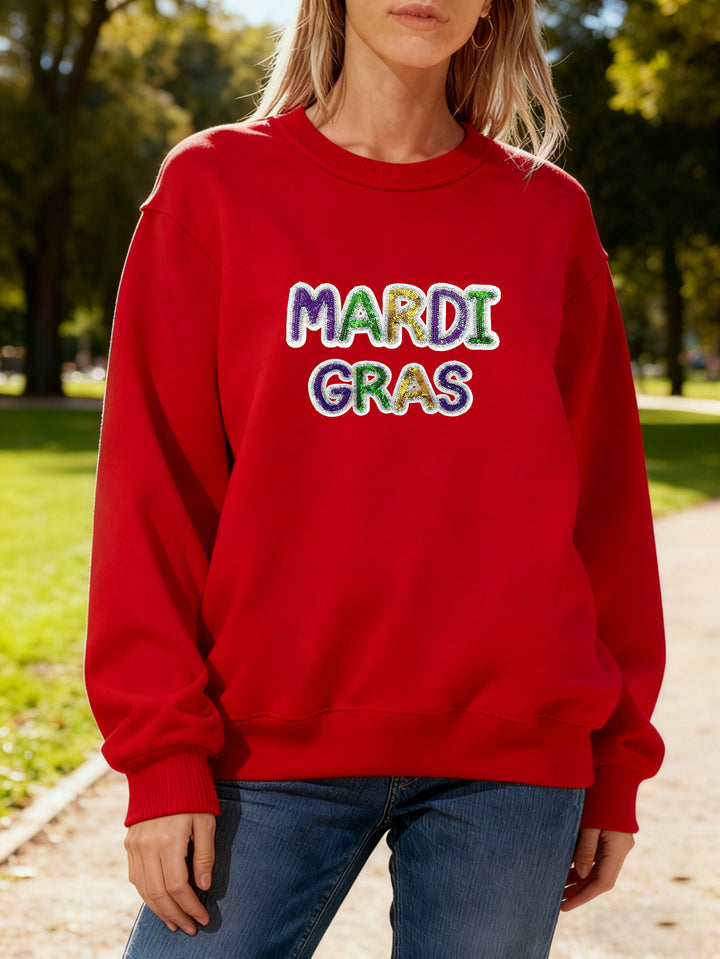 Kvinnors sweatshirt med livlig Mardi Gras-tryck Mirla-Eva Jonsson