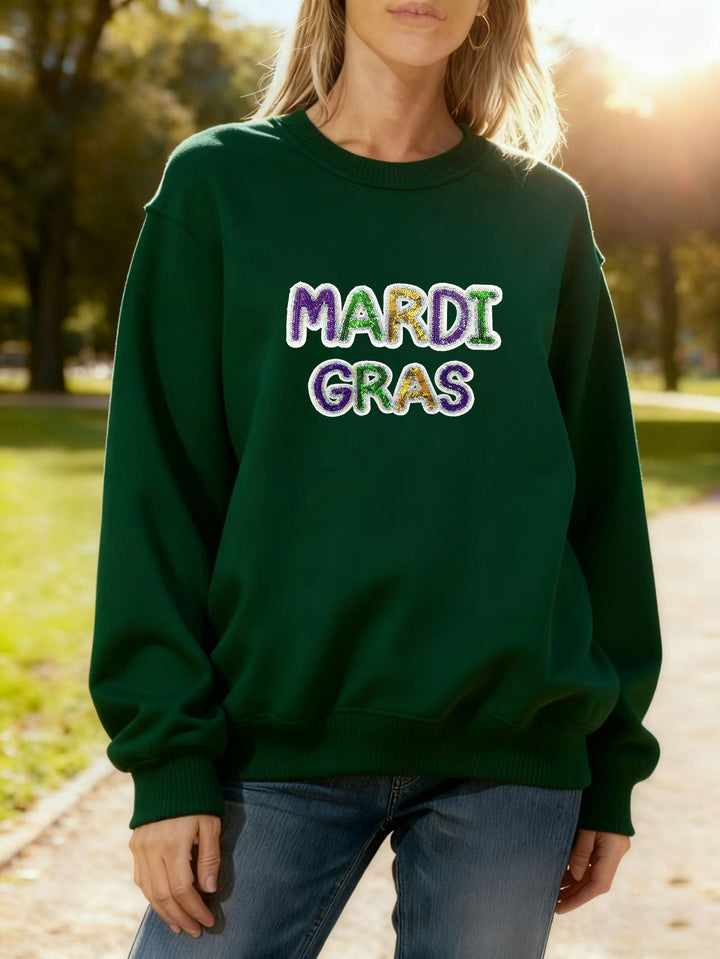 Kvinnors sweatshirt med livlig Mardi Gras-tryck Mirla-Eva Jonsson
