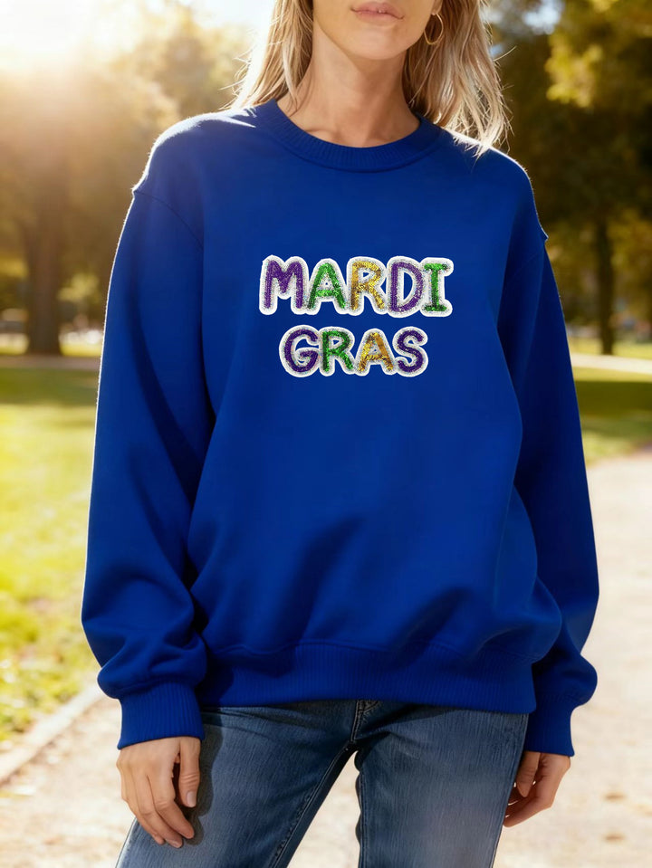 Kvinnors sweatshirt med livlig Mardi Gras-tryck Mirla-Eva Jonsson