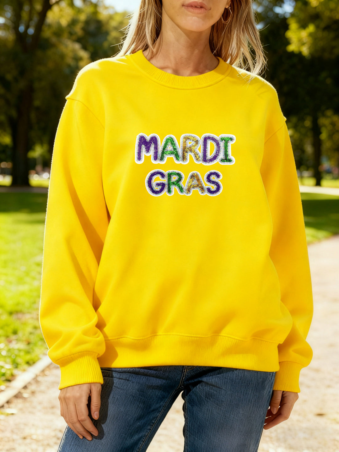 Kvinnors sweatshirt med livlig Mardi Gras-tryck Mirla-Eva Jonsson