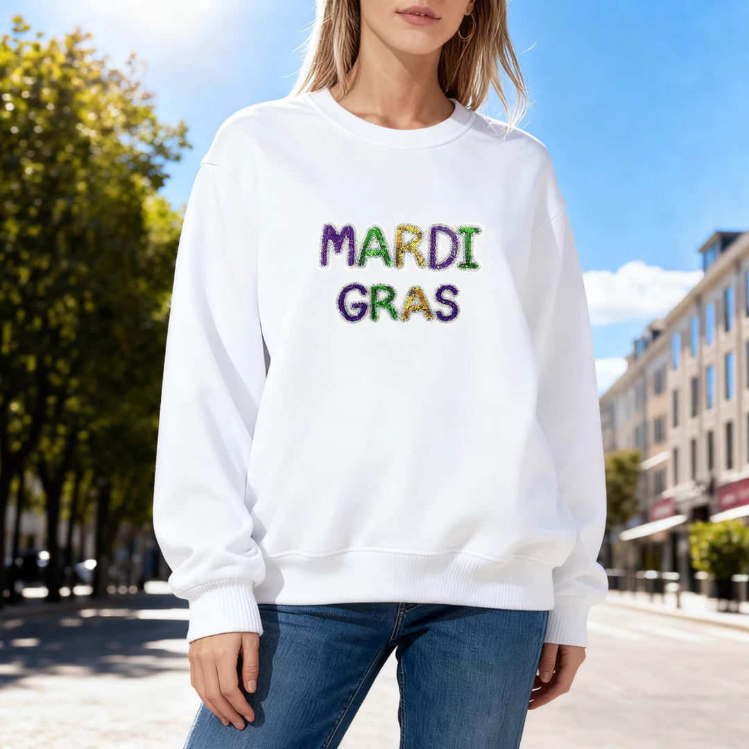 Kvinnors sweatshirt med livlig Mardi Gras-tryck Mirla-Eva Jonsson