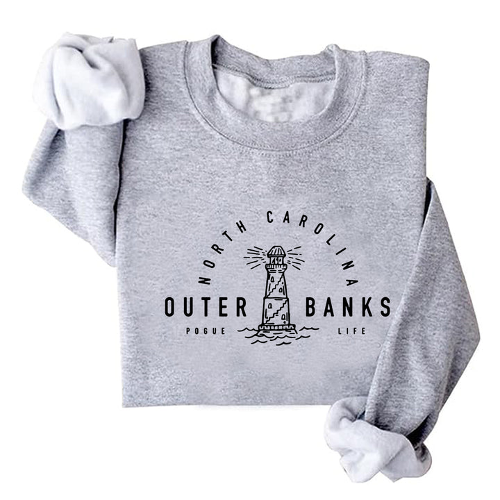 Kvinnors sweatshirt med maritimt fyrmotiv och avslappnad passform Mirla-Eva Jonsson