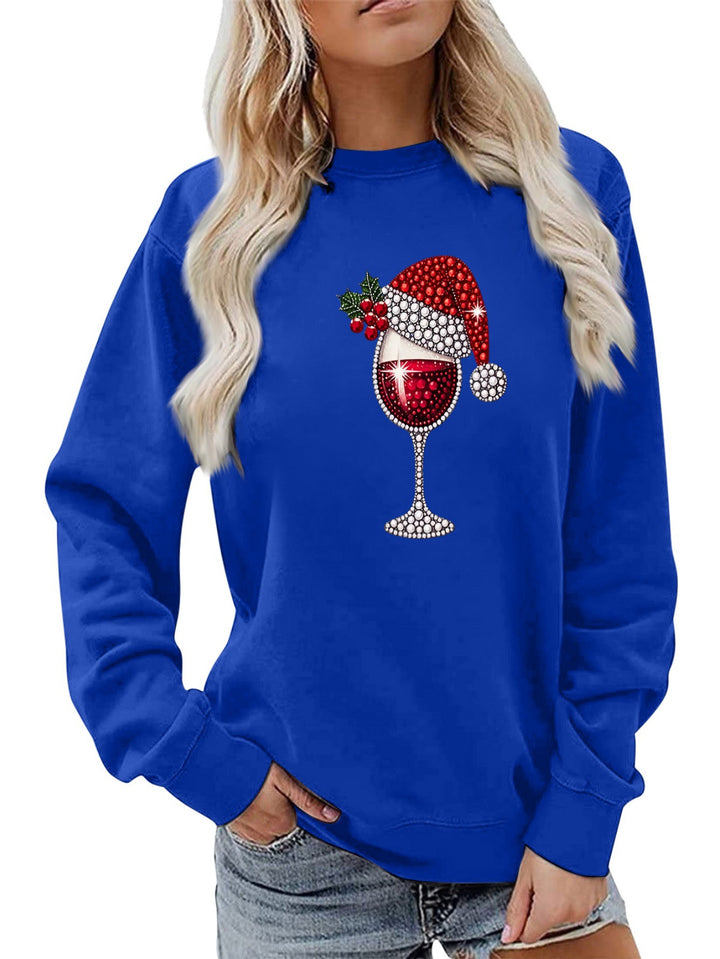 Kvinnors sweatshirt med mjukt foder och festligt vinmotiv Mirla-Eva Jonsson
