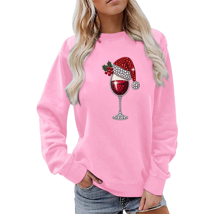 Kvinnors sweatshirt med mjukt foder och festligt vinmotiv Mirla-Eva Jonsson