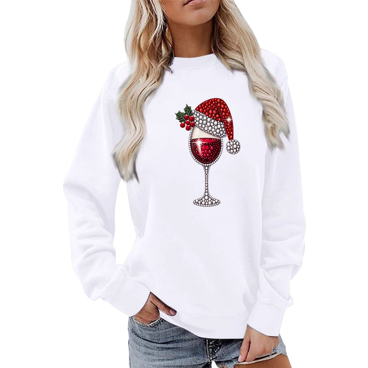 Kvinnors sweatshirt med mjukt foder och festligt vinmotiv Mirla-Eva Jonsson