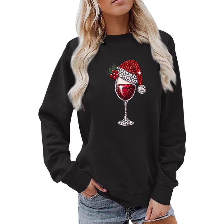 Kvinnors sweatshirt med mjukt foder och festligt vinmotiv Mirla-Eva Jonsson