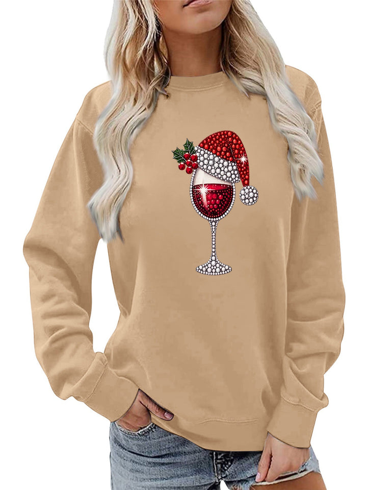 Kvinnors sweatshirt med mjukt foder och festligt vinmotiv Mirla-Eva Jonsson