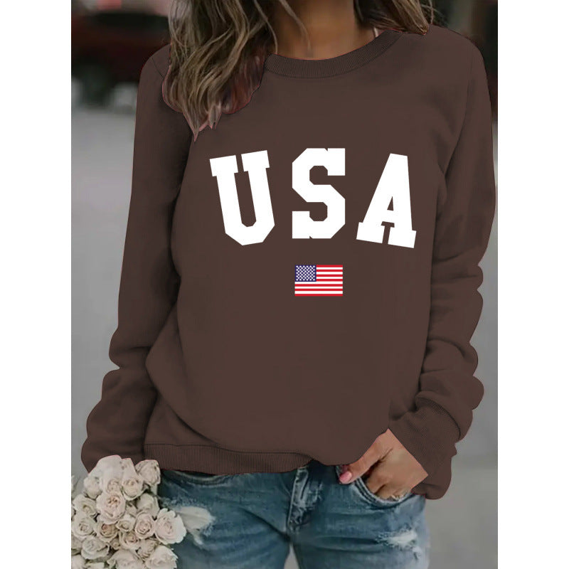 Kvinnors sweatshirt med modern USA-uttalande och bekväm passform Mirla-Eva Jonsson