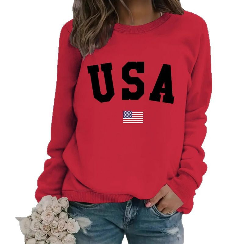 Kvinnors sweatshirt med modern USA-uttalande och bekväm passform Mirla-Eva Jonsson