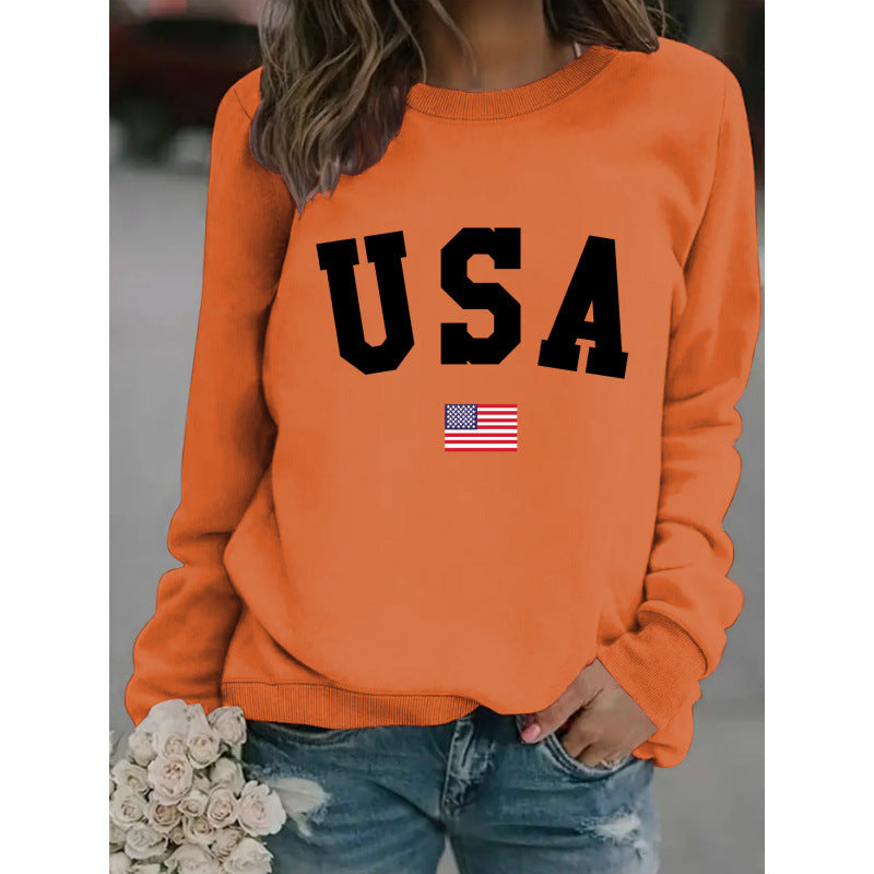 Kvinnors sweatshirt med modern USA-uttalande och bekväm passform Mirla-Eva Jonsson