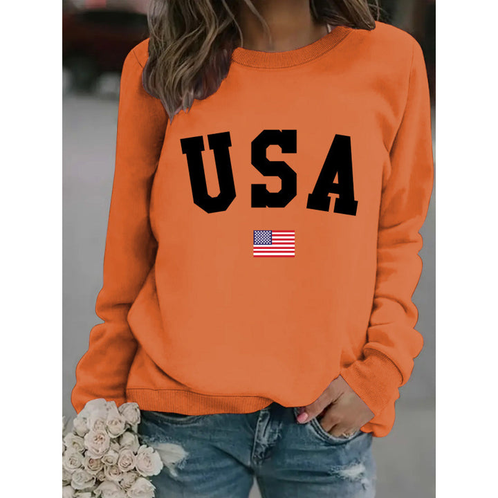 Kvinnors sweatshirt med modern USA-uttalande och bekväm passform Mirla-Eva Jonsson