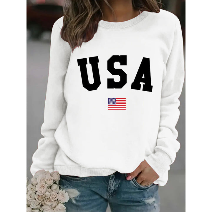 Kvinnors sweatshirt med modern USA-uttalande och bekväm passform Mirla-Eva Jonsson