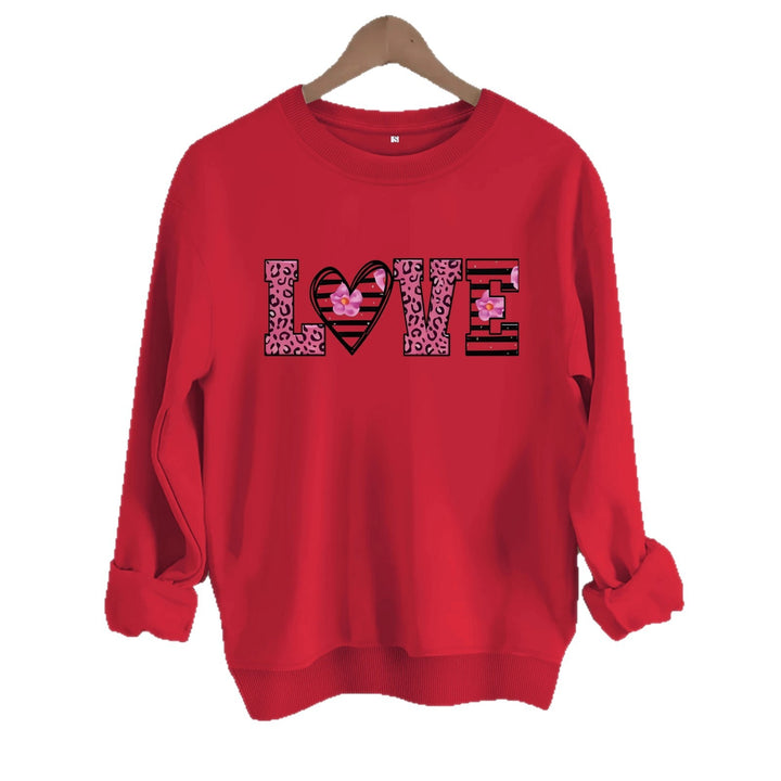 Kvinnors sweatshirt med modernt leopardhjärtadesign och bekväm passform Mirla-Eva Jonsson
