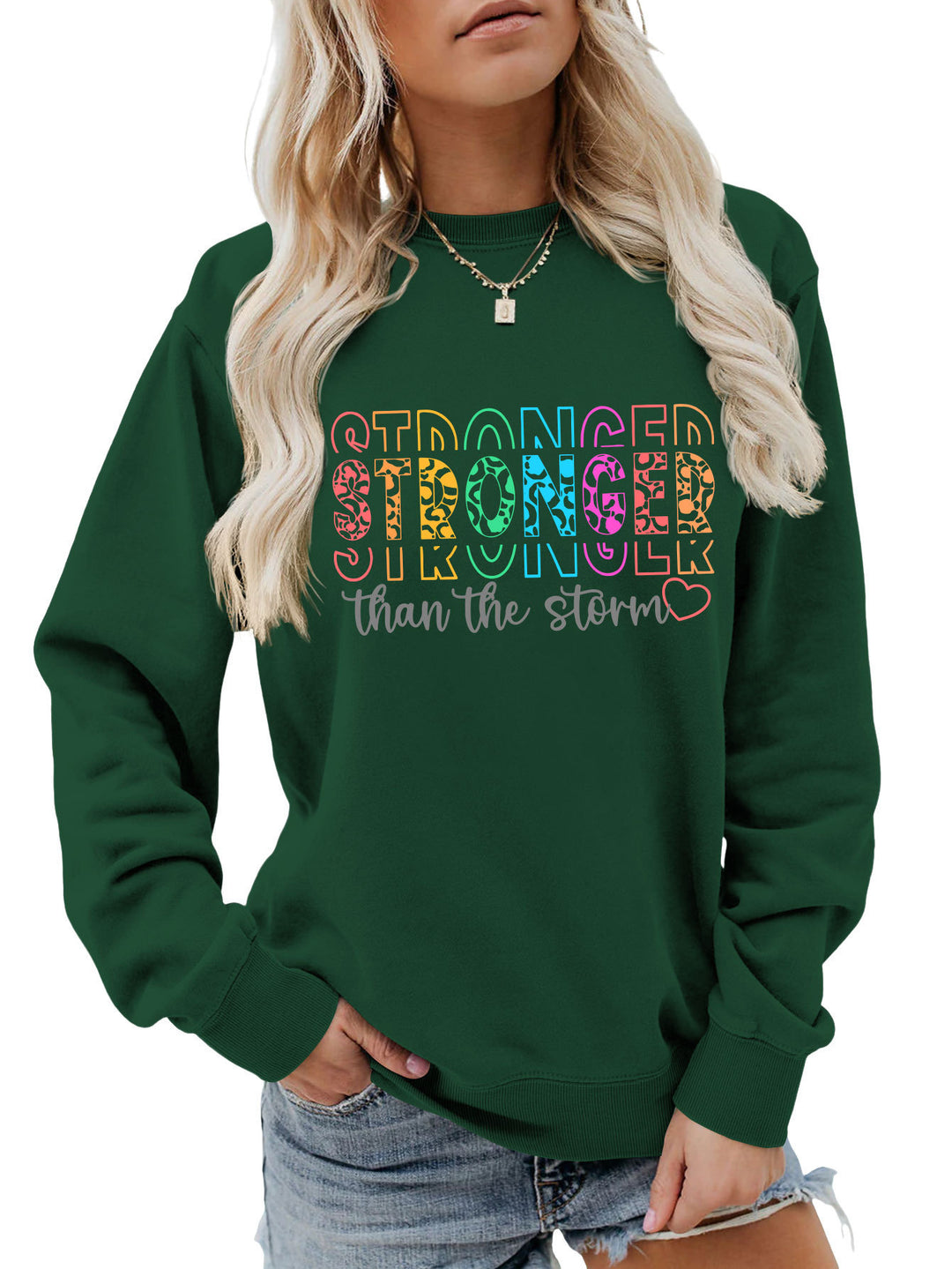 Kvinnors sweatshirt med motiverande text och avslappnad passform Mirla-Eva Jonsson