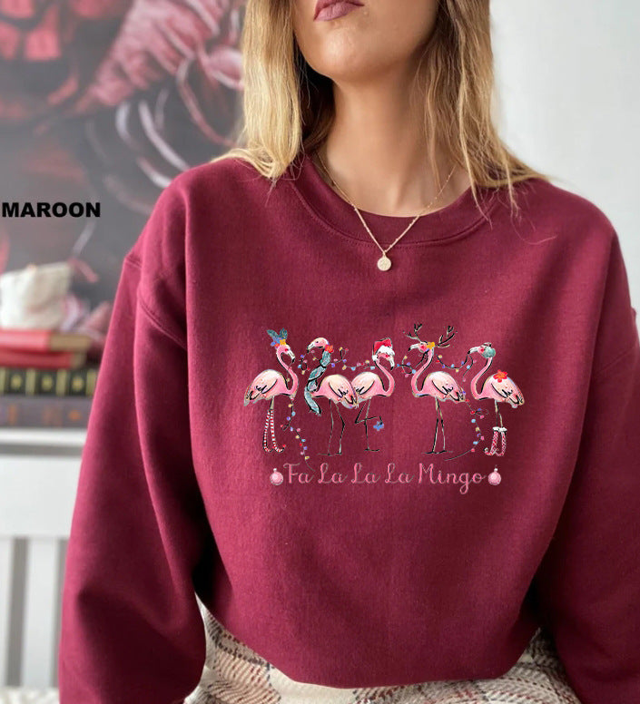 Kvinnors sweatshirt med originalt flamingo-motiv och avslappnad passform Mirla-Eva Jonsson