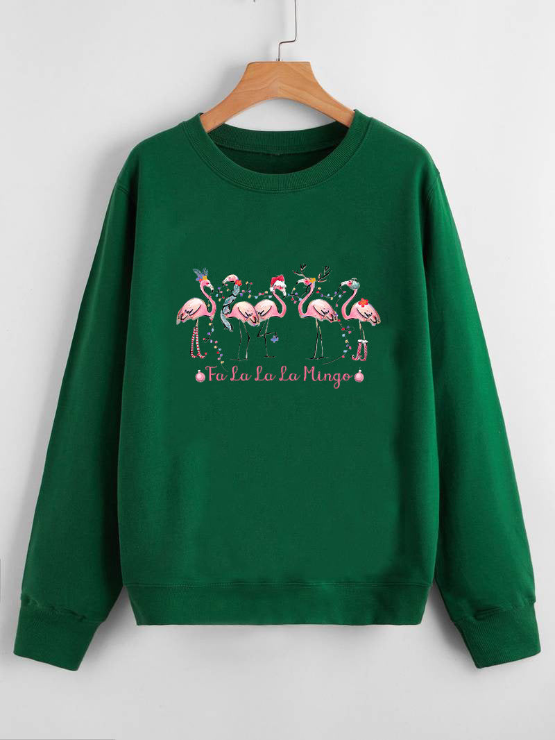 Kvinnors sweatshirt med originalt flamingo-motiv och avslappnad passform Mirla-Eva Jonsson