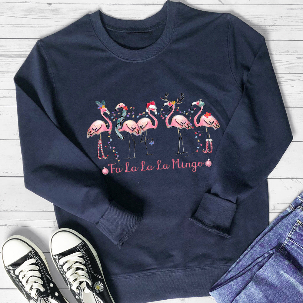 Kvinnors sweatshirt med originalt flamingo-motiv och avslappnad passform Mirla-Eva Jonsson