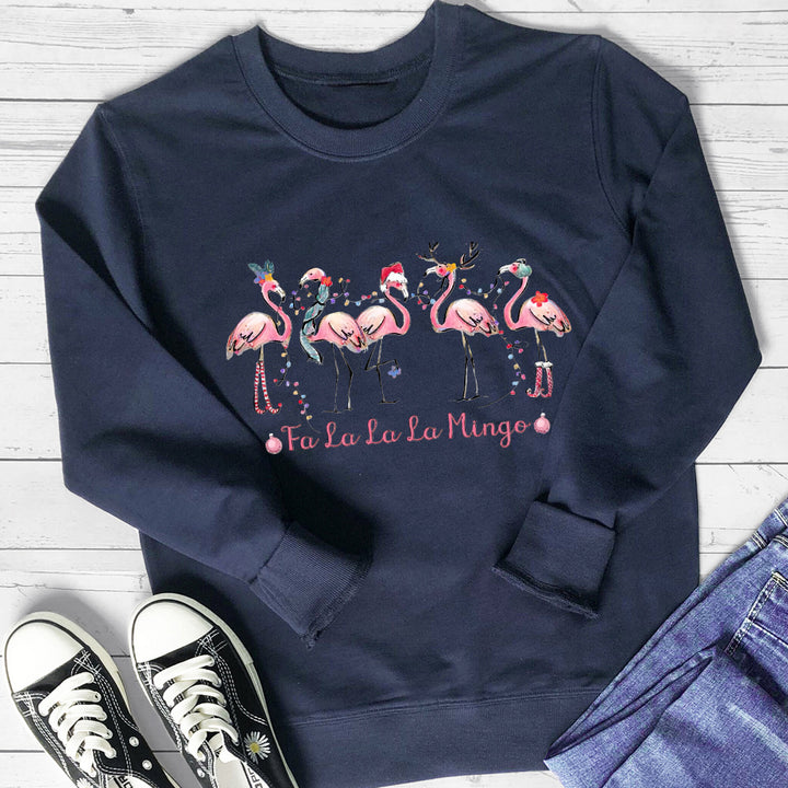 Kvinnors sweatshirt med originalt flamingo-motiv och avslappnad passform Mirla-Eva Jonsson