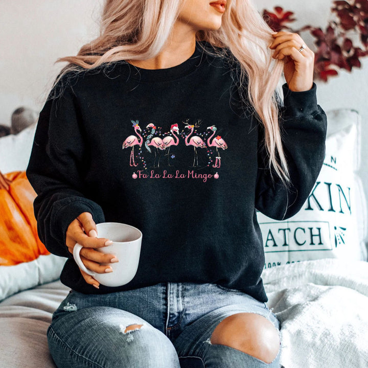 Kvinnors sweatshirt med originalt flamingo-motiv och avslappnad passform Mirla-Eva Jonsson