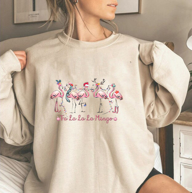 Kvinnors sweatshirt med originalt flamingo-motiv och avslappnad passform Mirla-Eva Jonsson