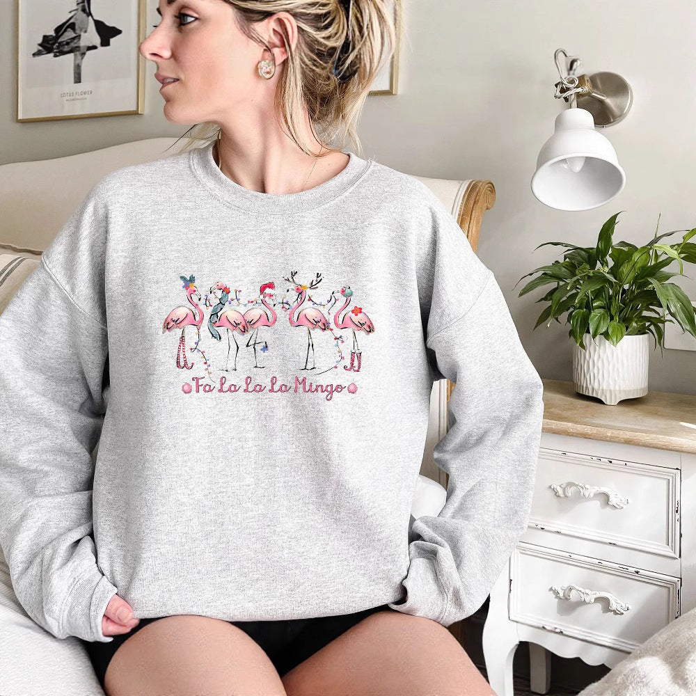 Kvinnors sweatshirt med originalt flamingo-motiv och avslappnad passform Mirla-Eva Jonsson