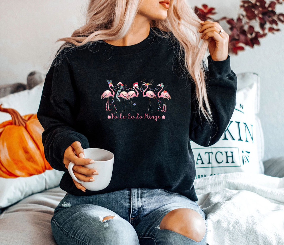 Kvinnors sweatshirt med originalt flamingo-motiv och avslappnad passform Mirla-Eva Jonsson