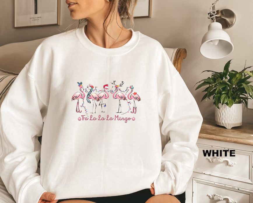 Kvinnors sweatshirt med originalt flamingo-motiv och avslappnad passform Mirla-Eva Jonsson