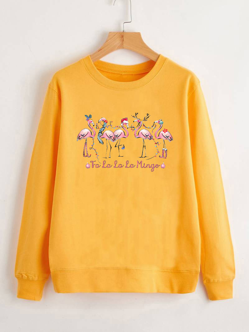 Kvinnors sweatshirt med originalt flamingo-motiv och avslappnad passform Mirla-Eva Jonsson
