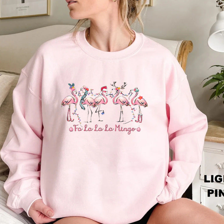 Kvinnors sweatshirt med originalt flamingo-motiv och avslappnad passform Mirla-Eva Jonsson