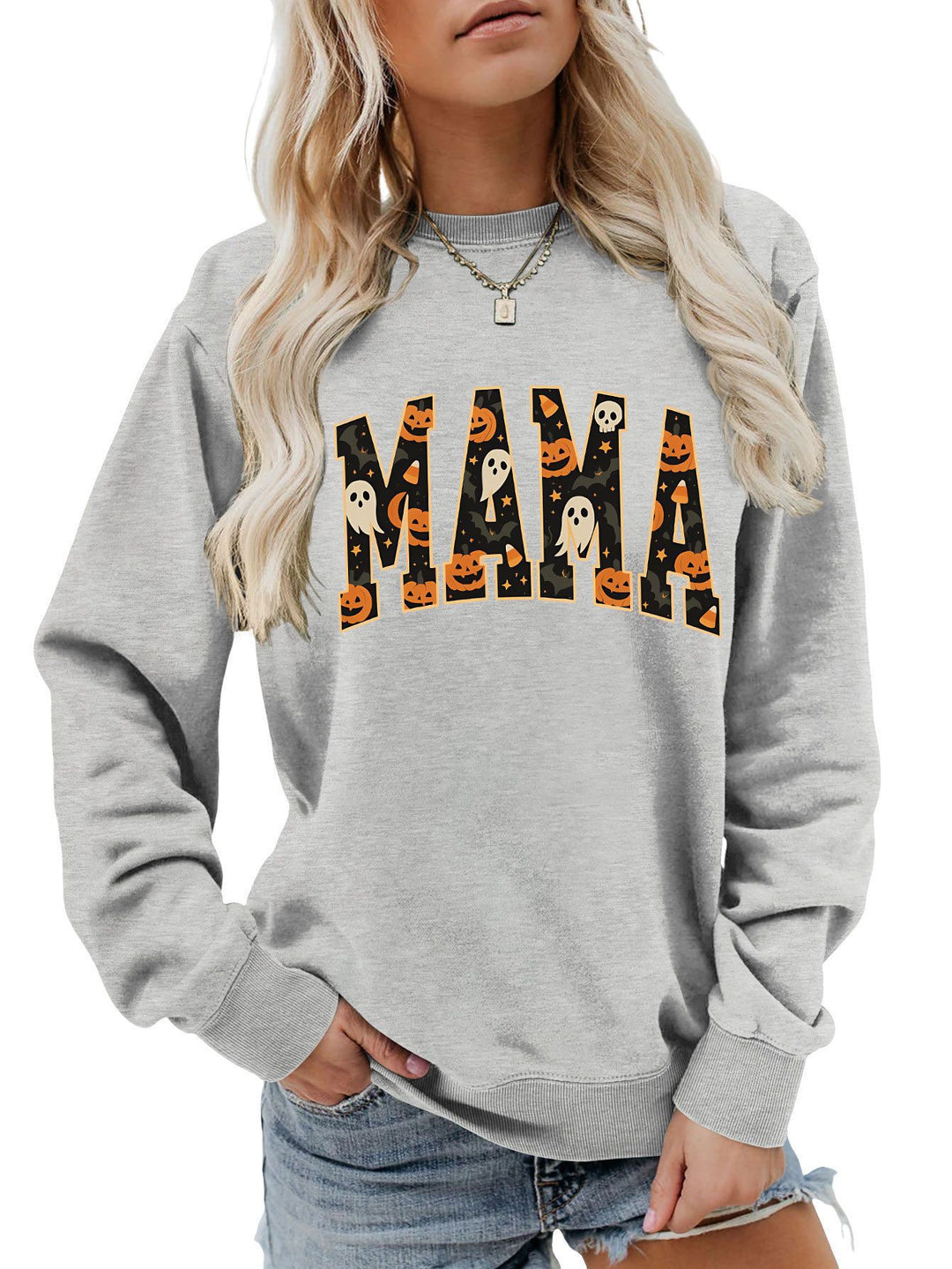 Kvinnors sweatshirt med rolig Halloween-design och bekväm passform Mirla-Eva Jonsson