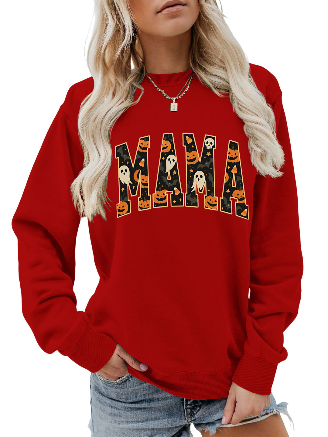 Kvinnors sweatshirt med rolig Halloween-design och bekväm passform Mirla-Eva Jonsson